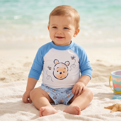 Disney Baby Boy's Blue 2pcs Long Sleeve Winnie The Pooh Printed Rash Swimsuit | Disney In Lebanon
