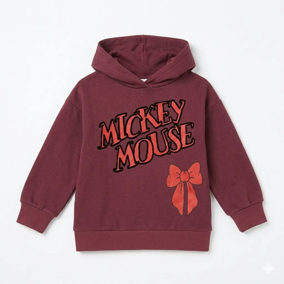 Zara Girl's Plum Mickey Mouse Print Hoodie|Zara in Lebanon