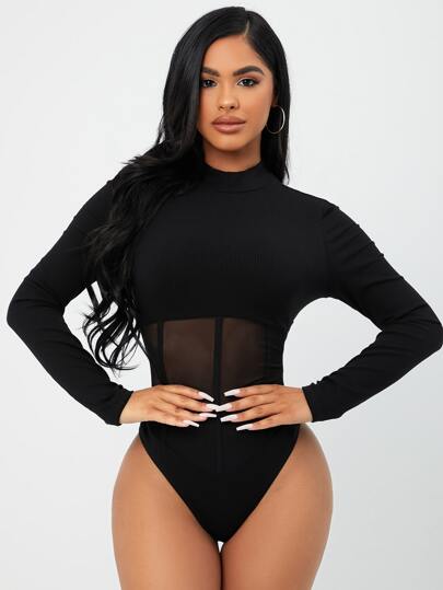 Forever 21 Women's Black Long Sleeve Bodysuit | Forever 21 In Lebanon