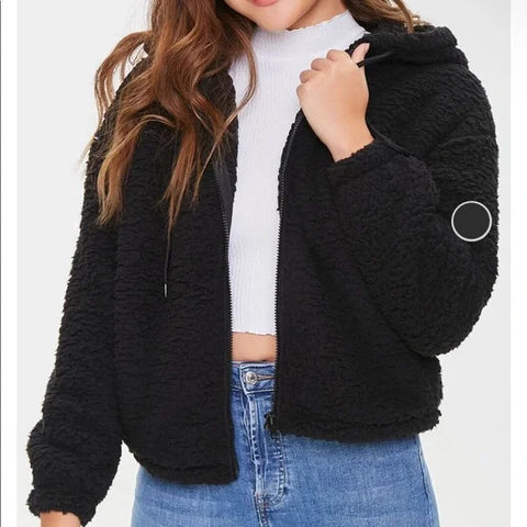 Forever 21 Women's Black Hooded Jacket | Forever 21 In Lebanon