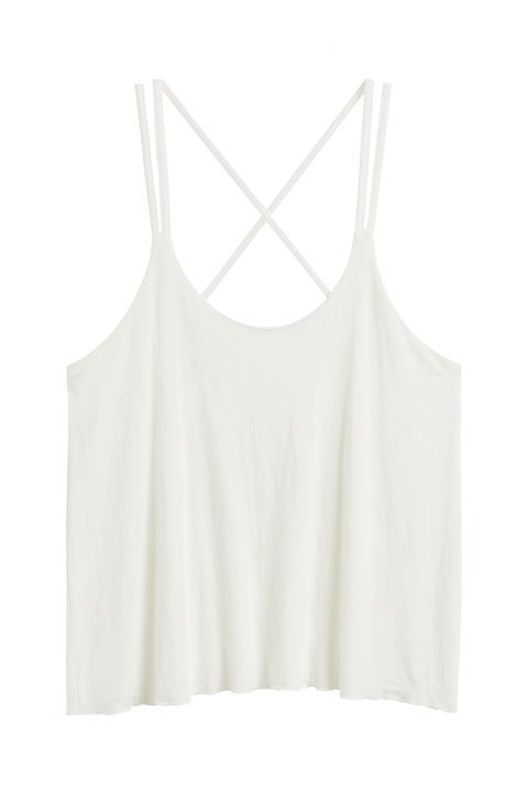 Mango Women's White Sleeveless Cross-Back Blouse |Mango In Lebanon