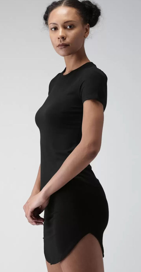 Forever 21 Women's Black Crew Neck Short Sleeve Mini Dress | Forever 21 In Lebanon