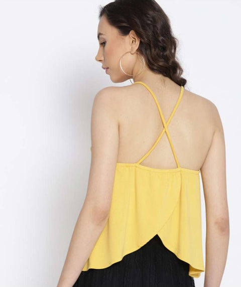 Mango Women's Yellow Cross Back Sleeveless Blouse | Mango In Lebanon