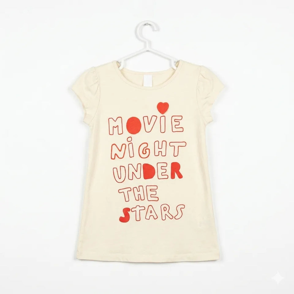 Zara Girl's Beige & Red Movie Night Under The Stars Print T-Shirt|Zara In Lebanon