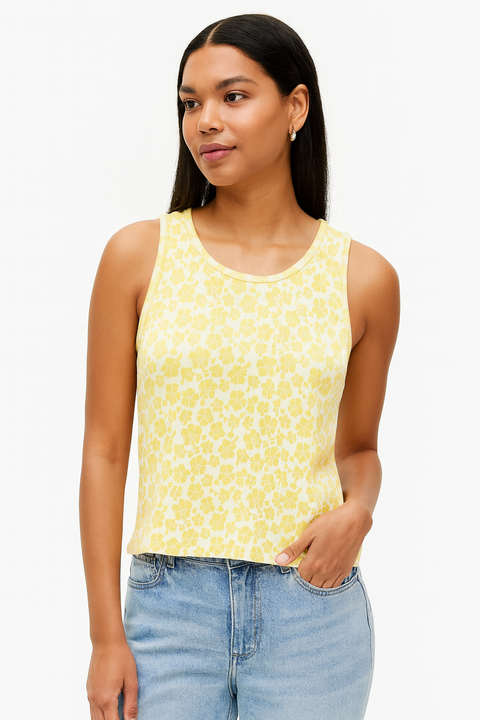 Forever 21 Women’s Yellow Floral Printed Sleeveless Blouse |Forever 21 In Lebanon