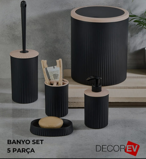 Decor EV Set Of 5pcs Ribbed Modren Bathroom Accessory Set | Decor EV In Lebanon