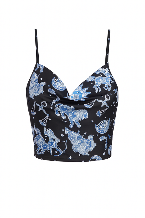 Forever 21 Women's Black & Purple Sleeveless Printed Crop Top | Forever 21 In Lebanon