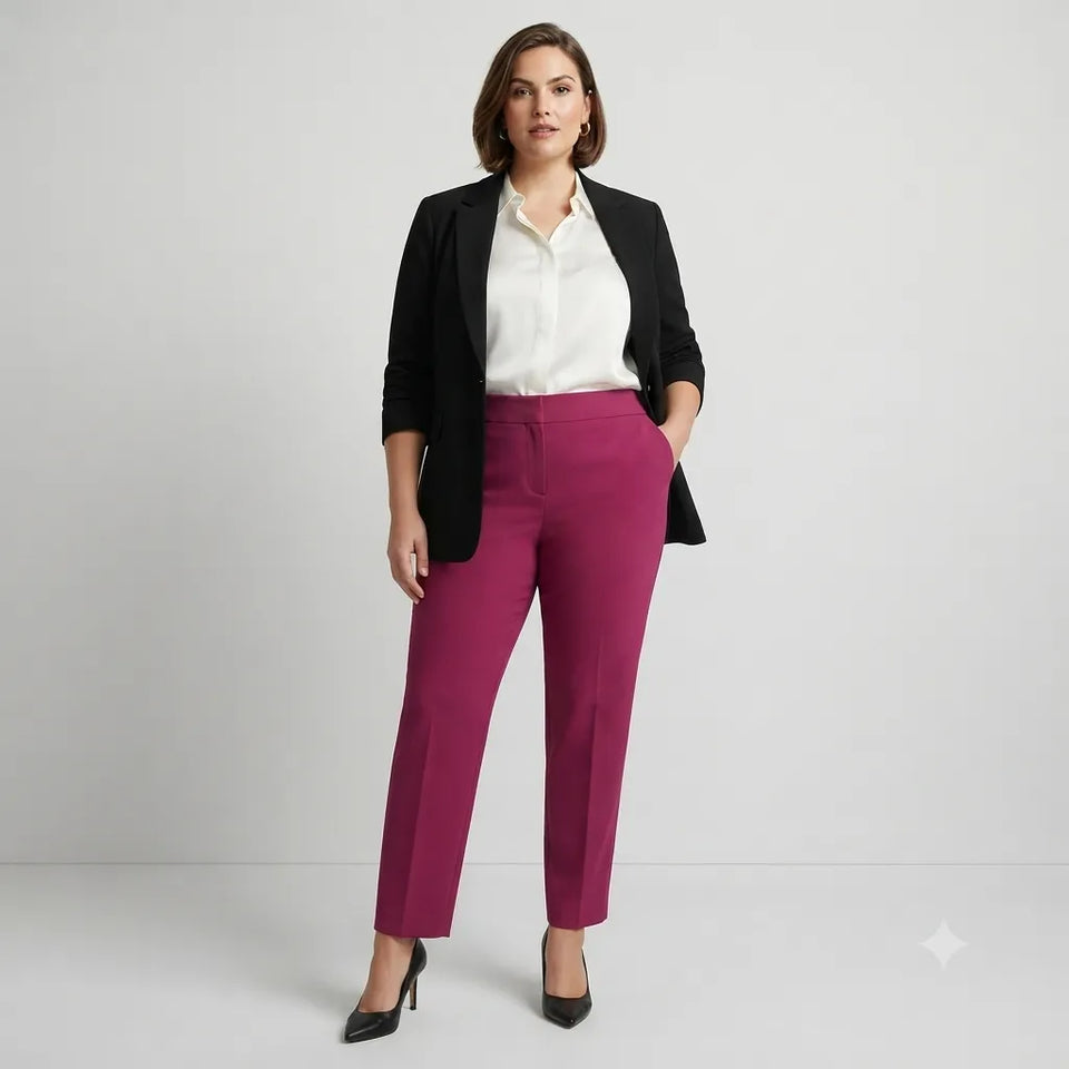 Kasper Women's Cerise Fly Front Slim Pant