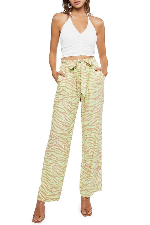 Forever 21 Women's Brown & Green Animal Printed Pant |Forever 21 In Lebanon