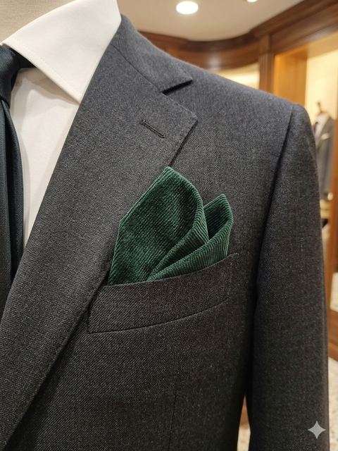 The Ultimate Pocket Square Men's Hunter Green Corduroy Solid Pocket Square | The Ultimate Pocket Square In Lebanon