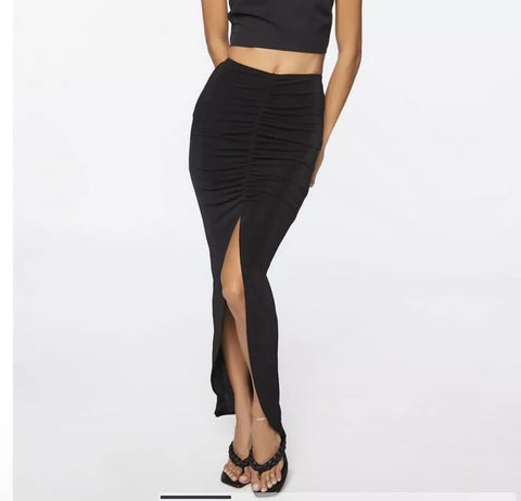 Forever 21 Women's Black Ruched Maxi Skirt | Forever 21 In Lebanon
