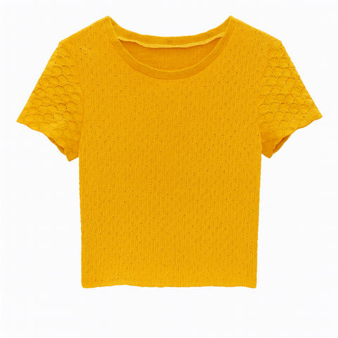 Forever 21 Women's Mari Gold Round Neck Short Sleave Top | Forever 21 In Lebanon