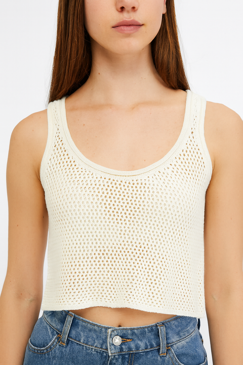 Forever 21 Women's White Knitted Sleeveless Crop Top | Forever 21 In Lebanon