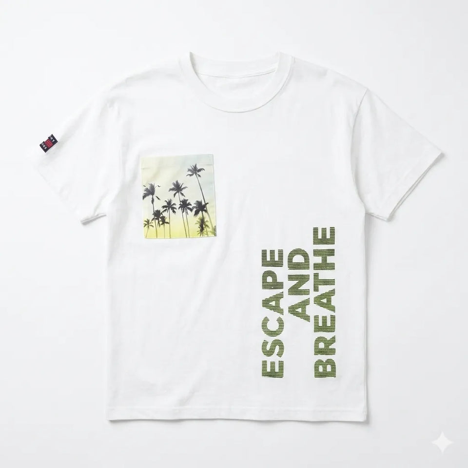 Zara Boy's White Tropical Escape And Breath Graphic Crew Neck T-Shirt|Zara In Lebanon