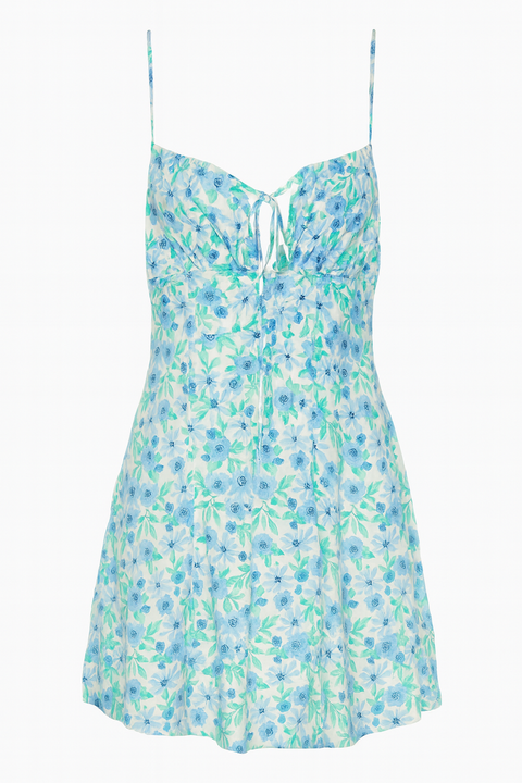 Forever 21 Women's Blue Floral Open Back Sleeveless Mini Dress | Forever 21 In Lebanon