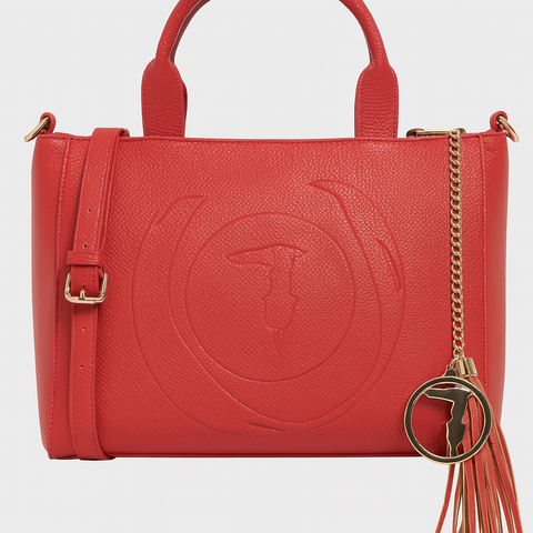 Trussardi Women's Red Faith Shopper Md Tumbled Handbag | Trussardi In Lebanon