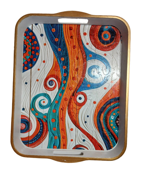 Lux Beyaz Yagiz Tepsi Multicolor Rectangular Serving Tray ISR-5781 | Lux Beyaz In Lebanon