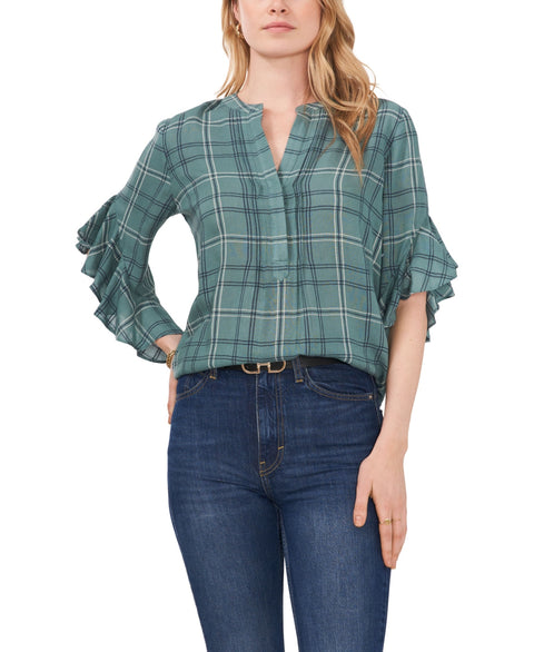 Vince Camuto Women's Light Petrol Short-Sleeve Blouse | Vince Camuto In Lebanon