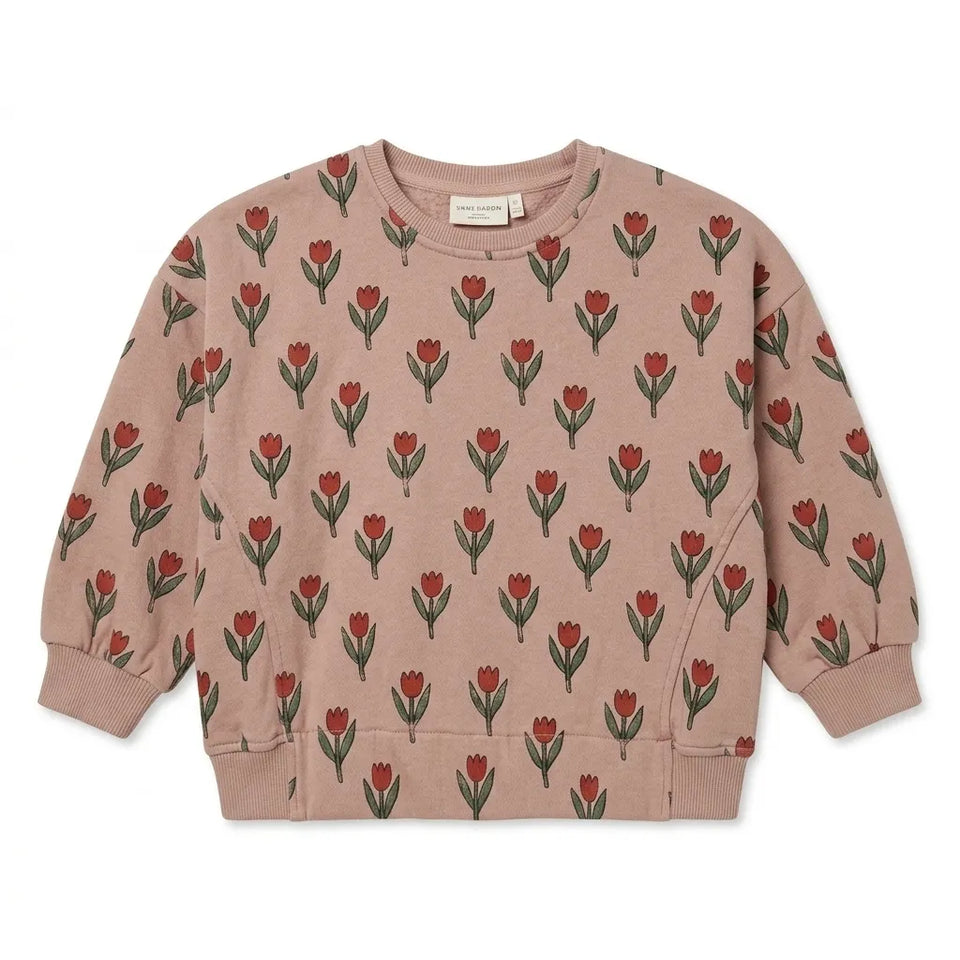 Zara Baby Girl's Dusty Rose Tulip Print Crew Neck Sweatshirt|Zara in Lebanon
