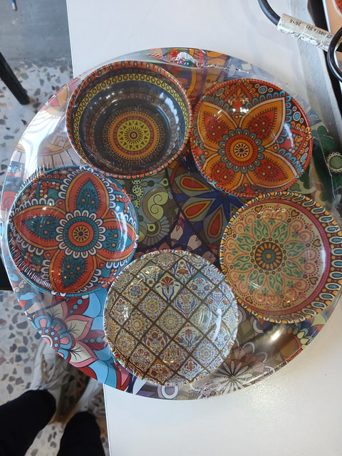 SD Set Of 6 Pcs Metal Snack Bowls With Tray | SD In Lebanon