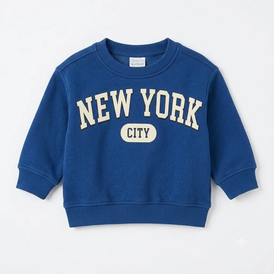 Zara Baby Girl's Navy Blue New York City Long Sleeve Pullover Sweatshirt|Zara In Lebanon