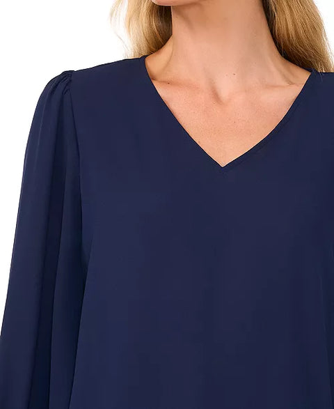 Vince Camuto Women's Navy V-Neck Blouson-Sleeve Blouse |Vince Camuto In Lebanon