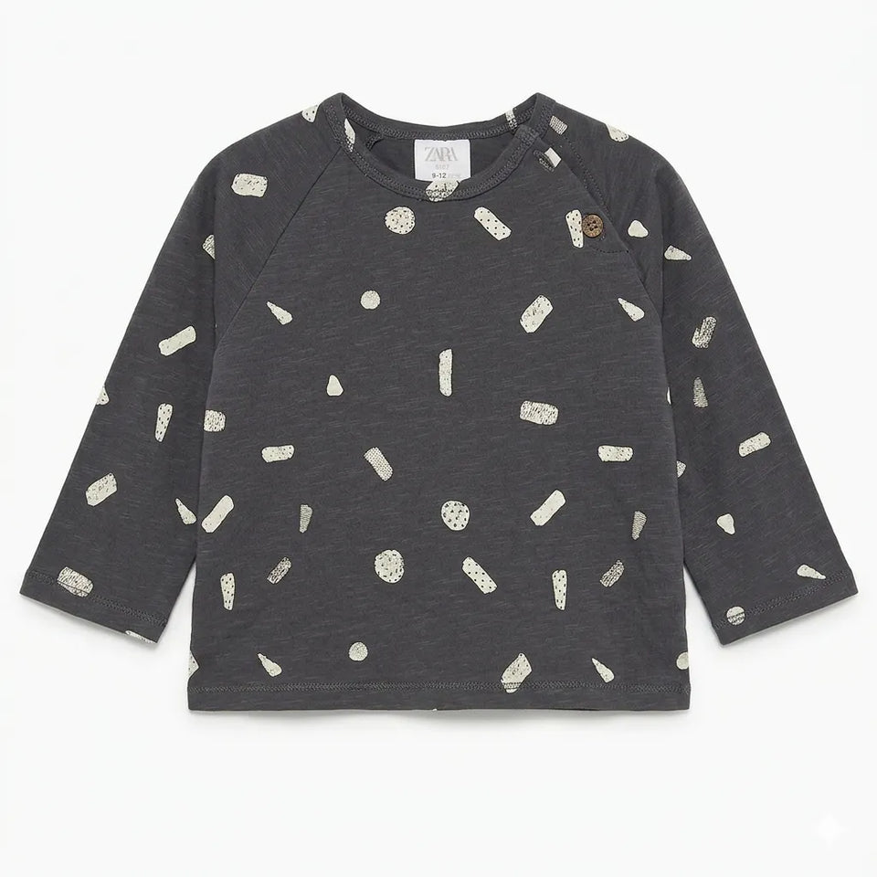 Zara Baby Boy's Gray Long Sleeve Graphic Blouse|Zara in Lebanon