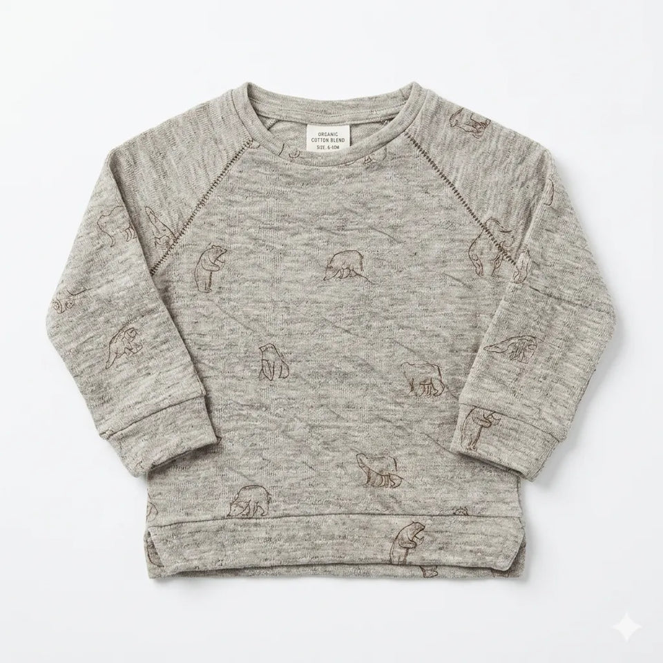 Zara Baby Boy's Beige Bear Print Long Sleeve Blouse|Zara in Lebanon