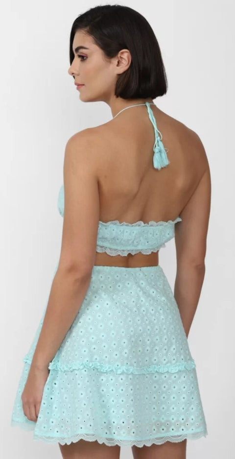 Forever 21 Women's Light Blue Flared Sleeveless Open Back Dress |Forever 21 In Lebanon