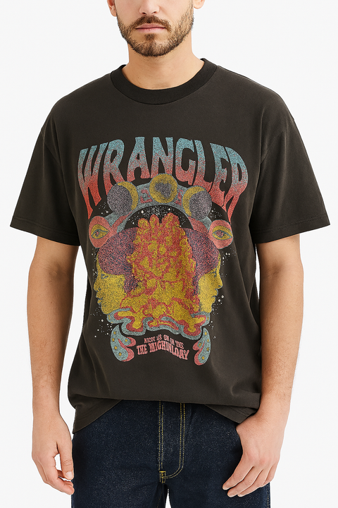 Wrangler Men's Washed Black Graphic T-Shirt |Wrangler In Lebanon