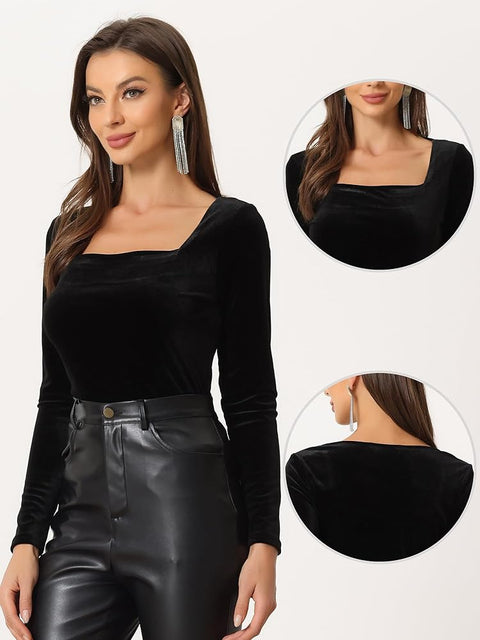 Forever 21 Women's Black Long Sleeve Squared Top | Forever 21 In Lebanon