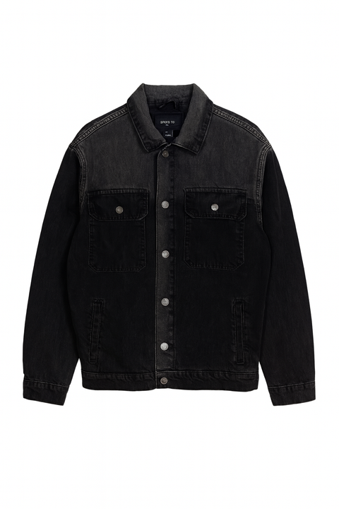 Forever 21 Men's Washed Black Button Denim Jacket | Forever 21 In Lebanon