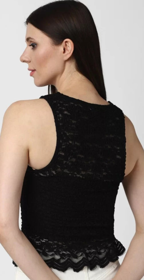 Forever 21 Women's Black Lace Sleeveless Blouse |Forever 21 In Lebanon