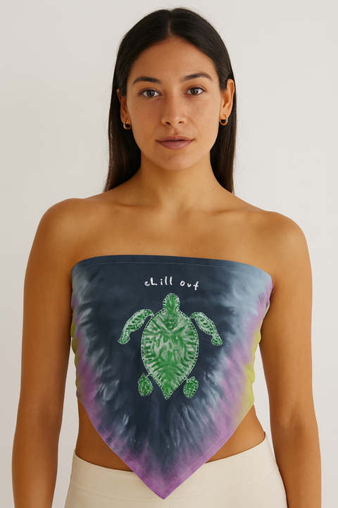 Forever 21 Women's Tie Dye Strapless Turtle Printed Crop Top | Forever 21 In Lebanon
