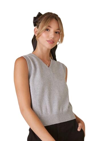 Forever 21 Women's Grey V Neck Knitted Vest | Forever 21 In Lebanon