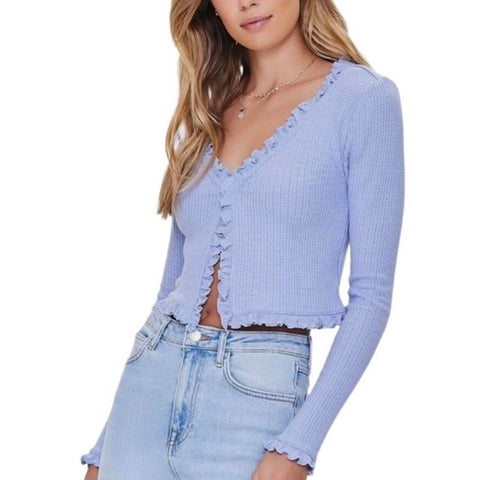Forever 21 Women's Baby Blue Long Sleeve Cardigan | Forever 21 In Lebanon