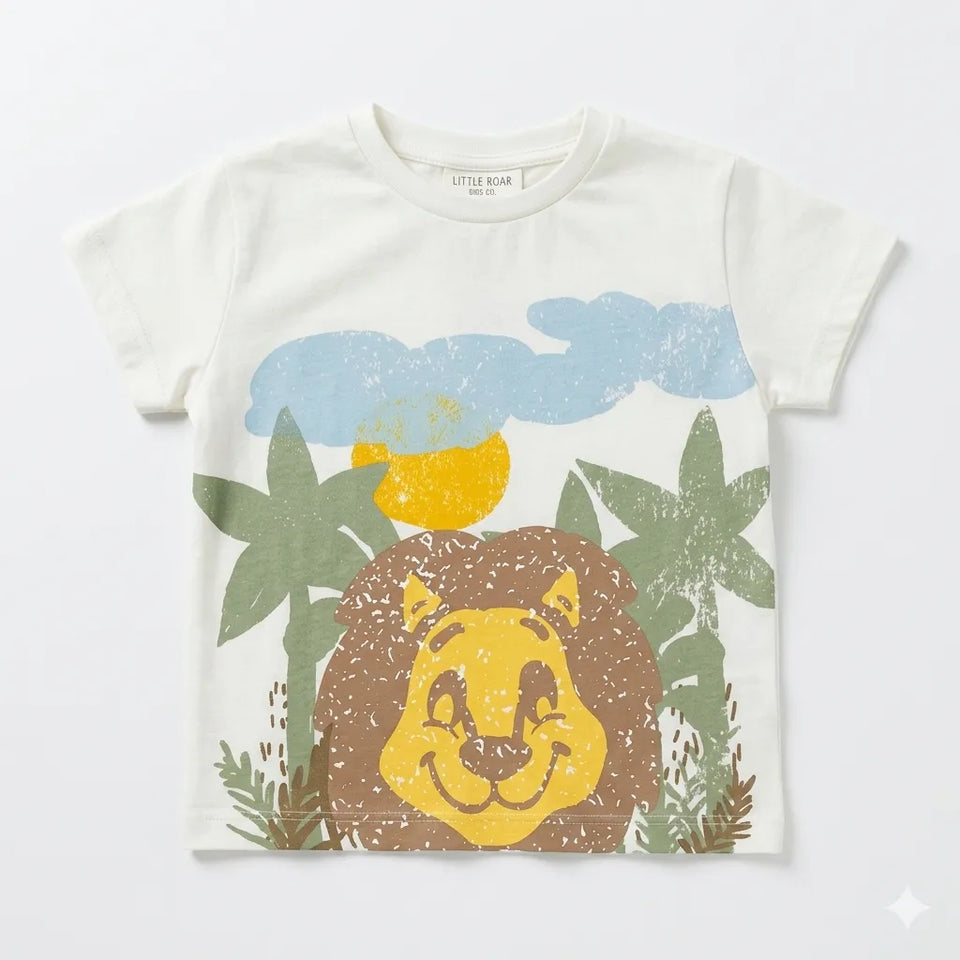 IFT Baby Collection Baby Boy's Multicolor Lion Jungle Themed Crew Neck T-Shirt|IFT Baby Collection In Lebanon
