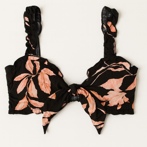 Forever 21 Women's Black Floral Tie Front Sleeveless Crop Top | Forever 21 In Lebanon