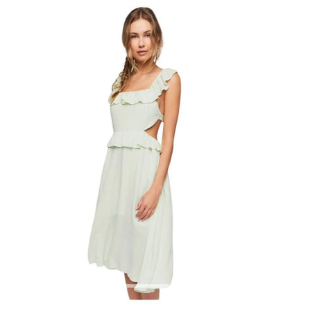 Forever 21 Women's Mint Green Ruffle Sleeveless Open Back Dress | Forever 21 In Lebanon