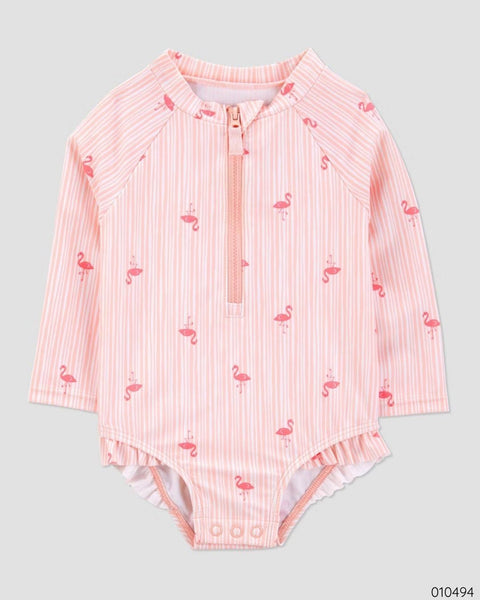 Carter's Baby Girl's Peach Carter's Just One You Long Sleeve Flamingo Printed One Piece Swimsuit | Carter's In Lebanon