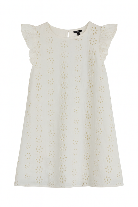 Forever 21 Girl's Off White Eyelet Ruffle Sleeves Dress | Forever 21 In Lebanon