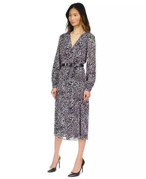 Michael Kors Women's Black & White Kate Ocelot Print Georgette Dress | Michael Kors In Lebanon