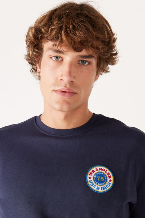 Wrangler Men's Navy Logo Crew Sweatshirt | Wrangler In Lebanon