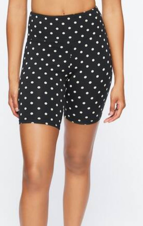 Forever 21 Women's Black Polka Dots High Rise Biker Short | Forever 21 In Lebanon