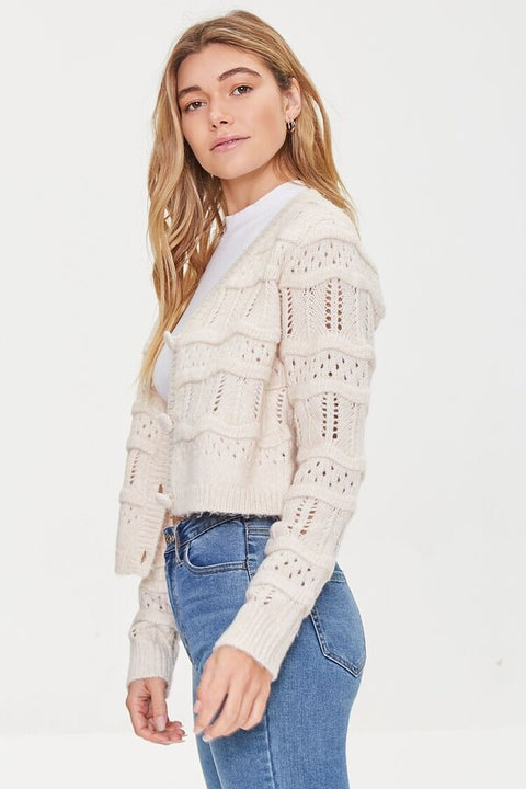 Forever 21 Women's Beige Knitted Cardigan | Forever 21 In Lebanon