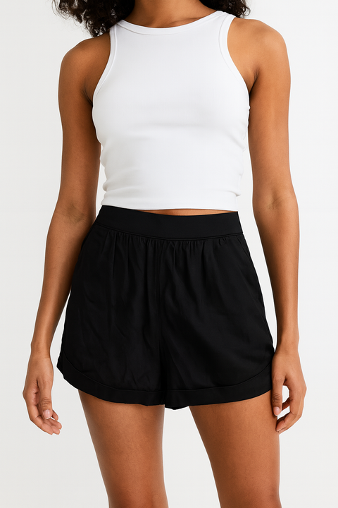 Forever 21 Women's Black 2 Pocket Ruffle Short |Forever 21 In Lebanon