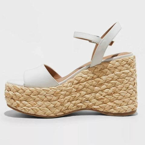 Universal Thread Women's Off White Wedge High Heels Sandals | Universal Thread In Lebanon