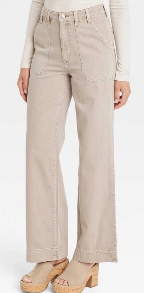 Universal Thread Women's Khaki High Waisted Wide Leg Cropped High-Rise Jeans | Universal Thread In Lebanon