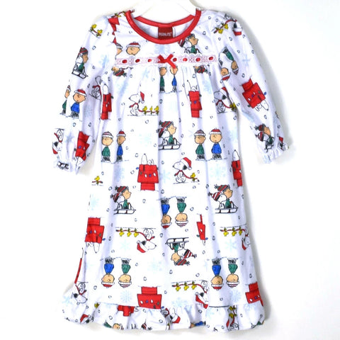 Peanuts Girl's Multicolor Brushed Jersey Winter Holiday Sleep Dress | Peanuts In Lebanon