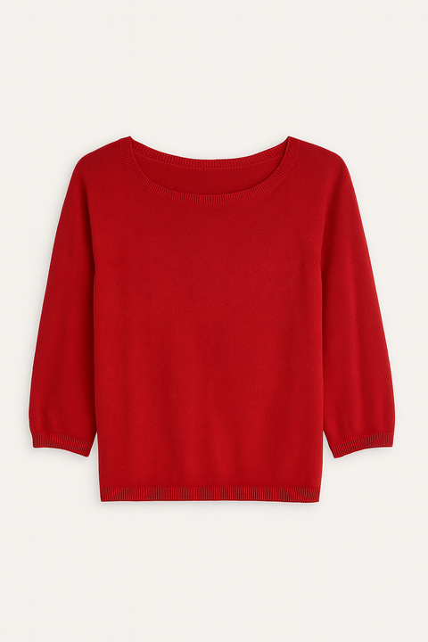 Mango Women's Red Crew-Neck Knitted Blouse |Mango In Lebanon